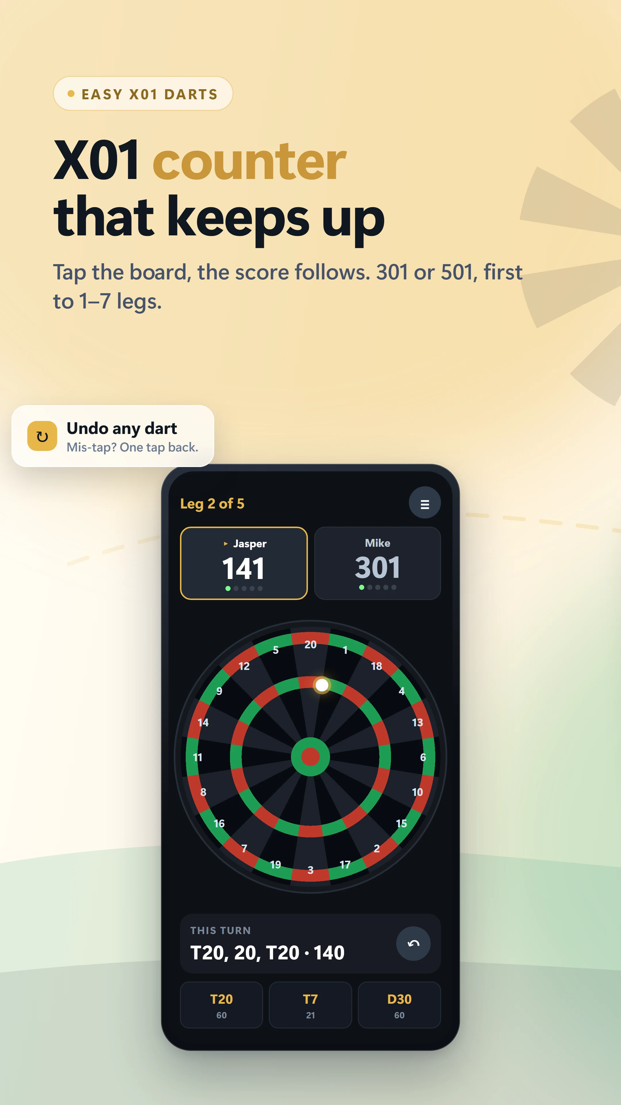 Easy X01 Darts Score 501 / 301 screenshot